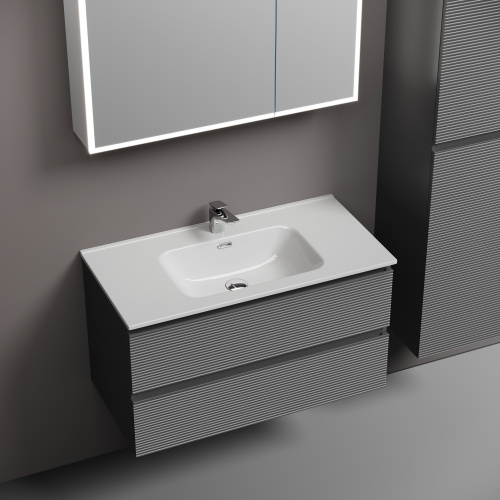 Тумба под раковину Sancos FOLK FL90GS 89х45х50 подвесная цвет серый - фото 4